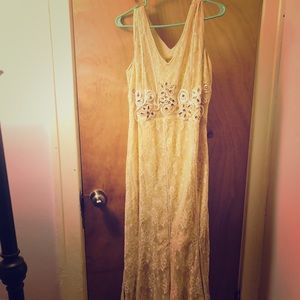 Midnight Velvet Champagne Lace Gown